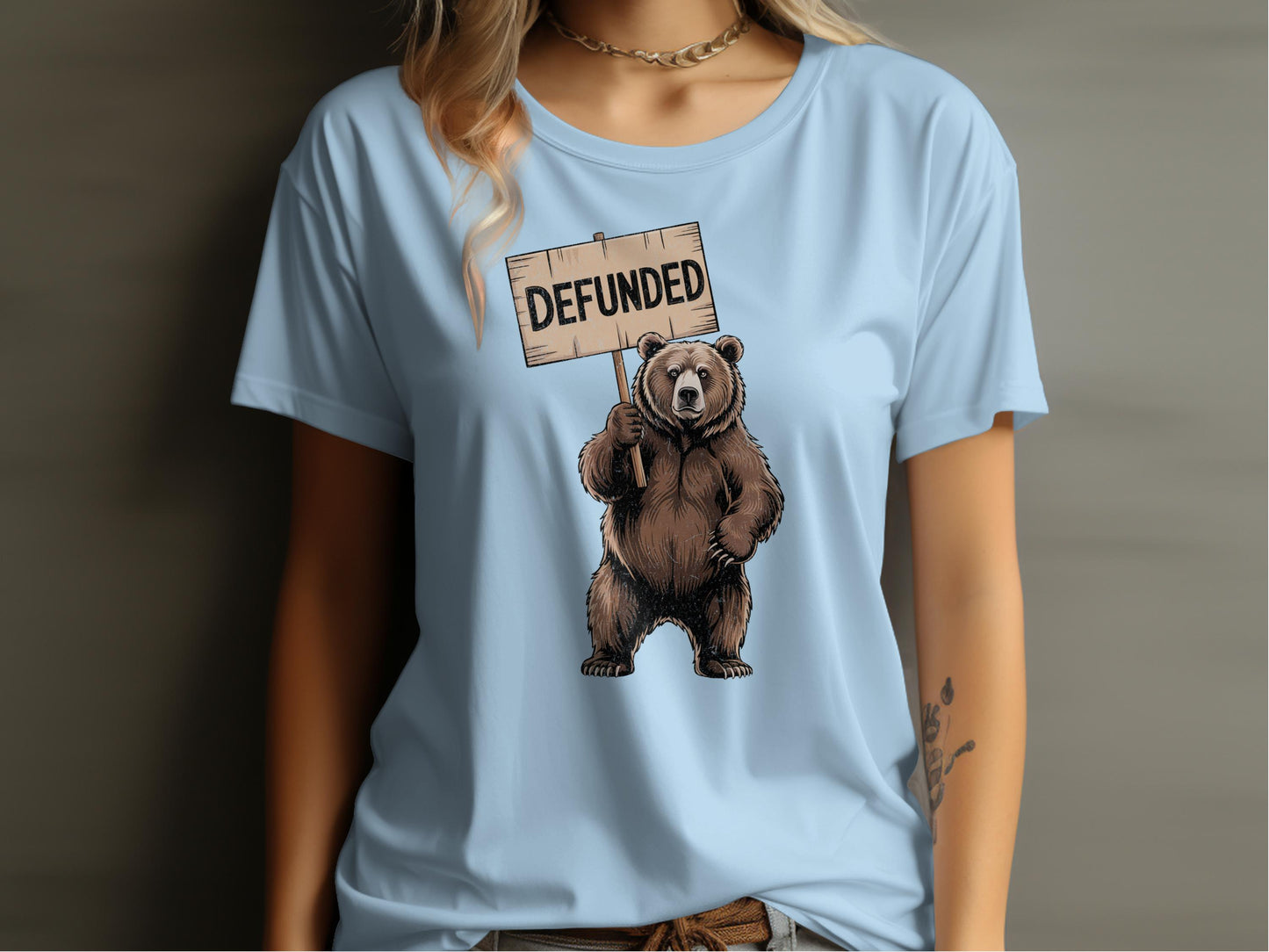 Defunded Bear Graphic Tee Statement Clothing product