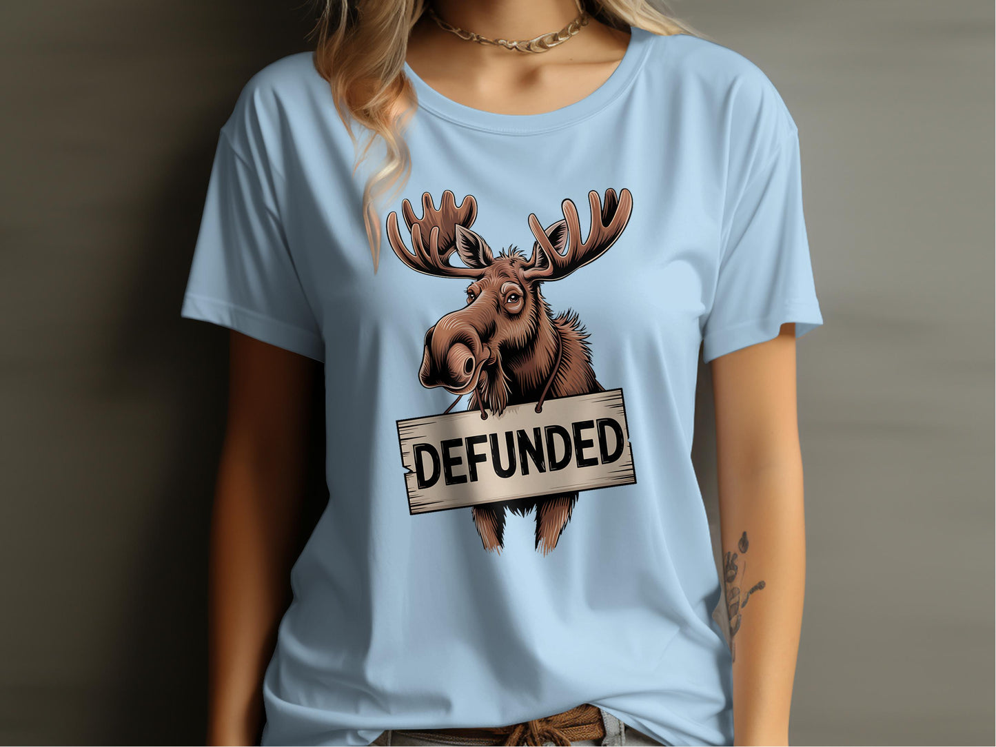 Moose Defunded Graphic Printed Casual T-Shirt product