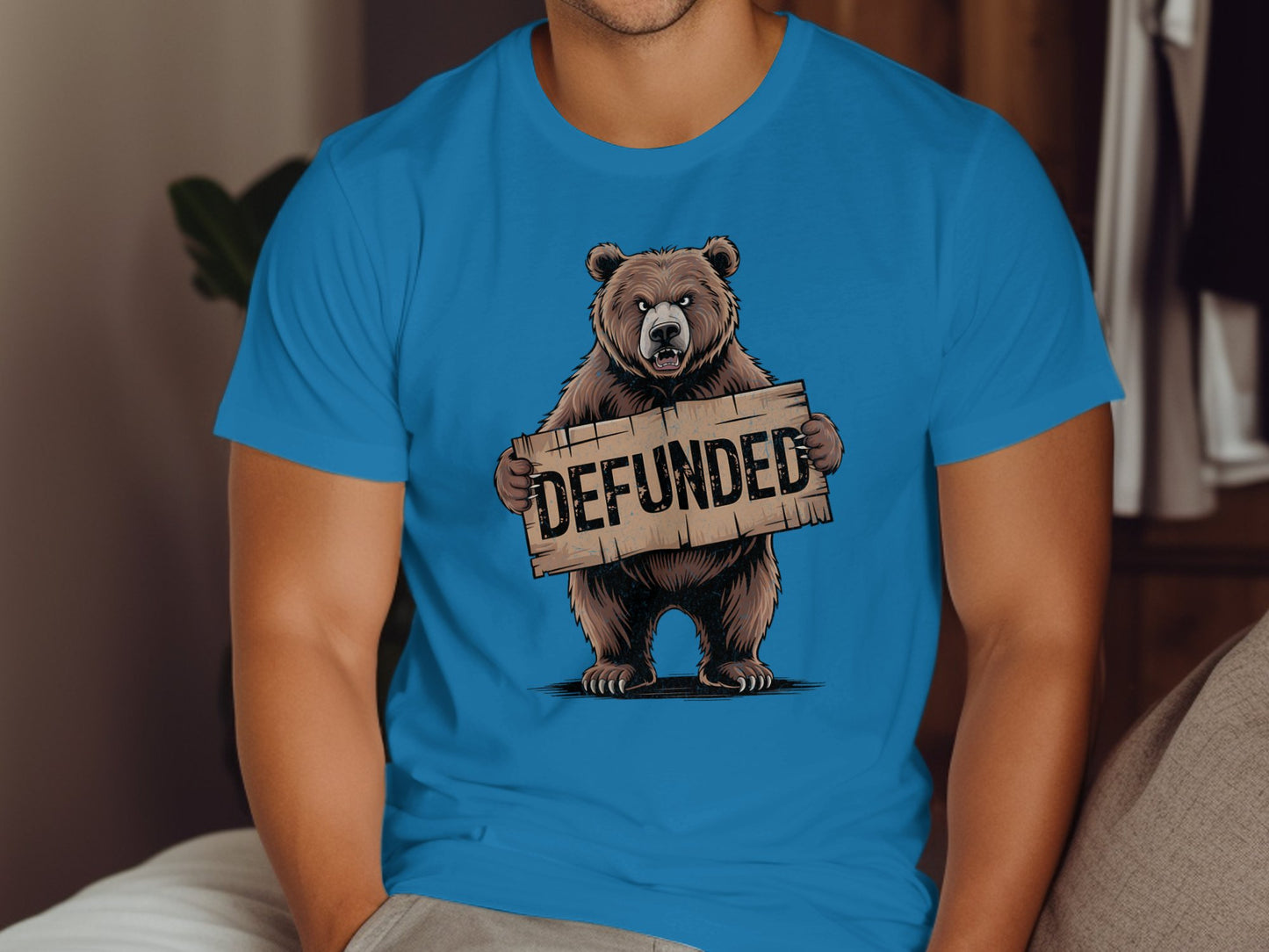 Defunded Bear Graphic Tee Shirt Stylish Humor product type