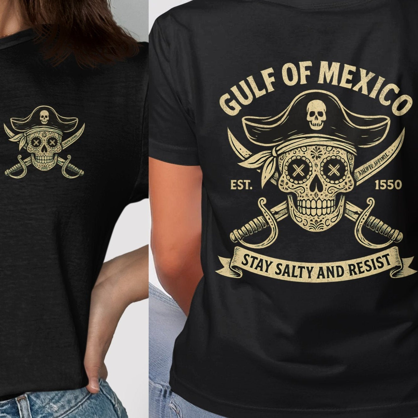 Gulf of Mexico Stay Salty and Resist Skull T-shirt