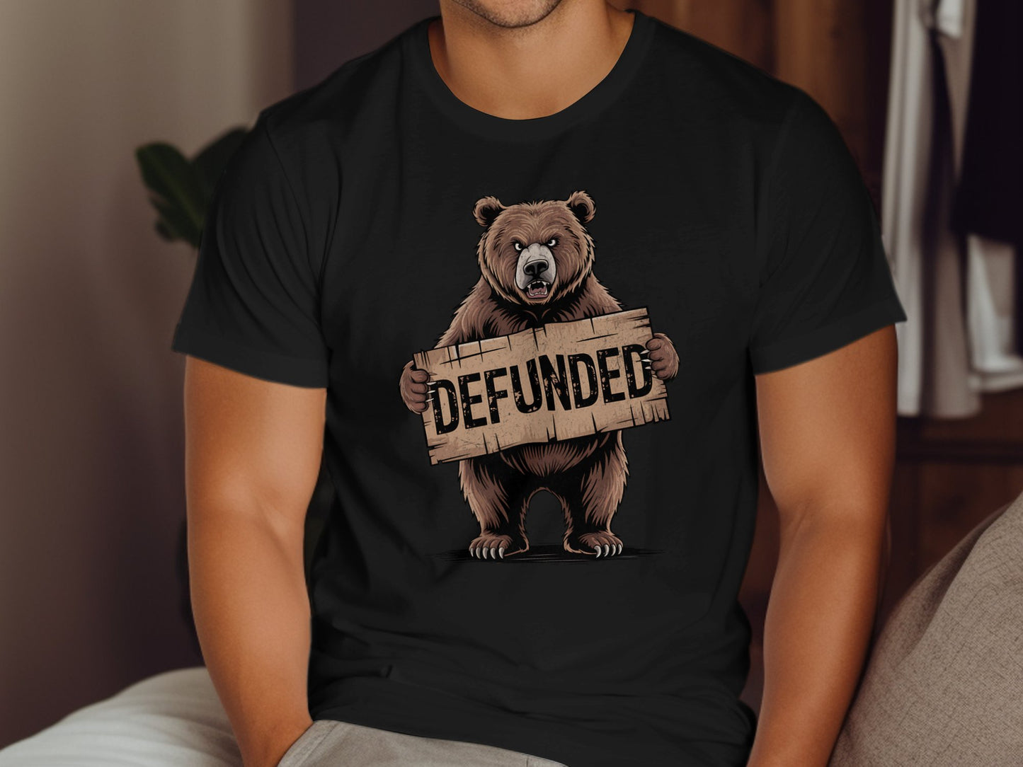 Defunded Bear Graphic Tee Unique Statement Shirt product type