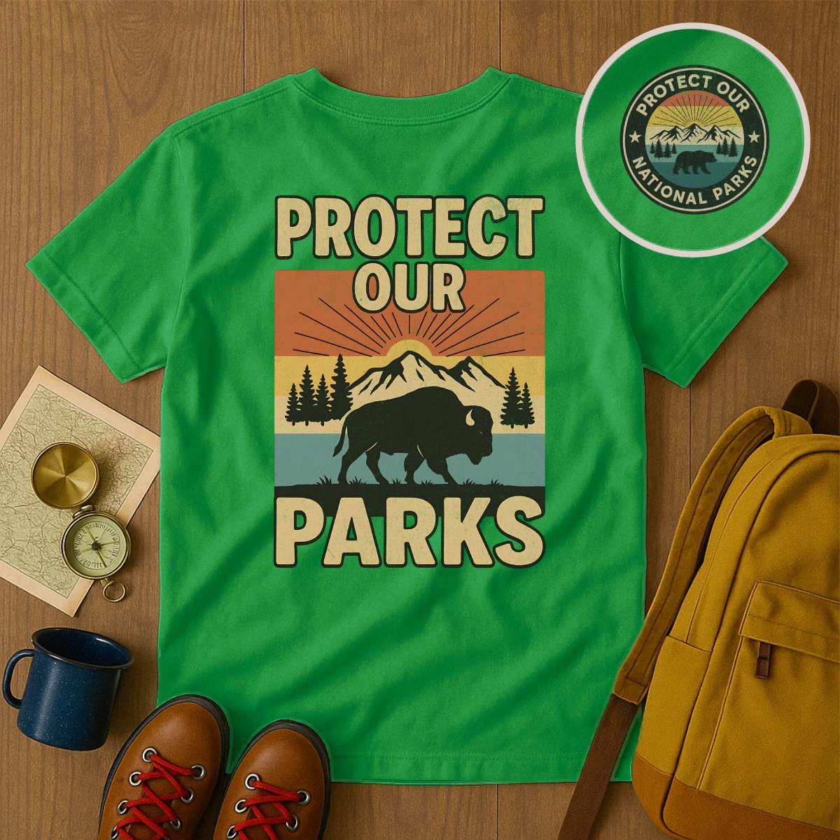Protect Our Parks Graphic Green T-Shirt product