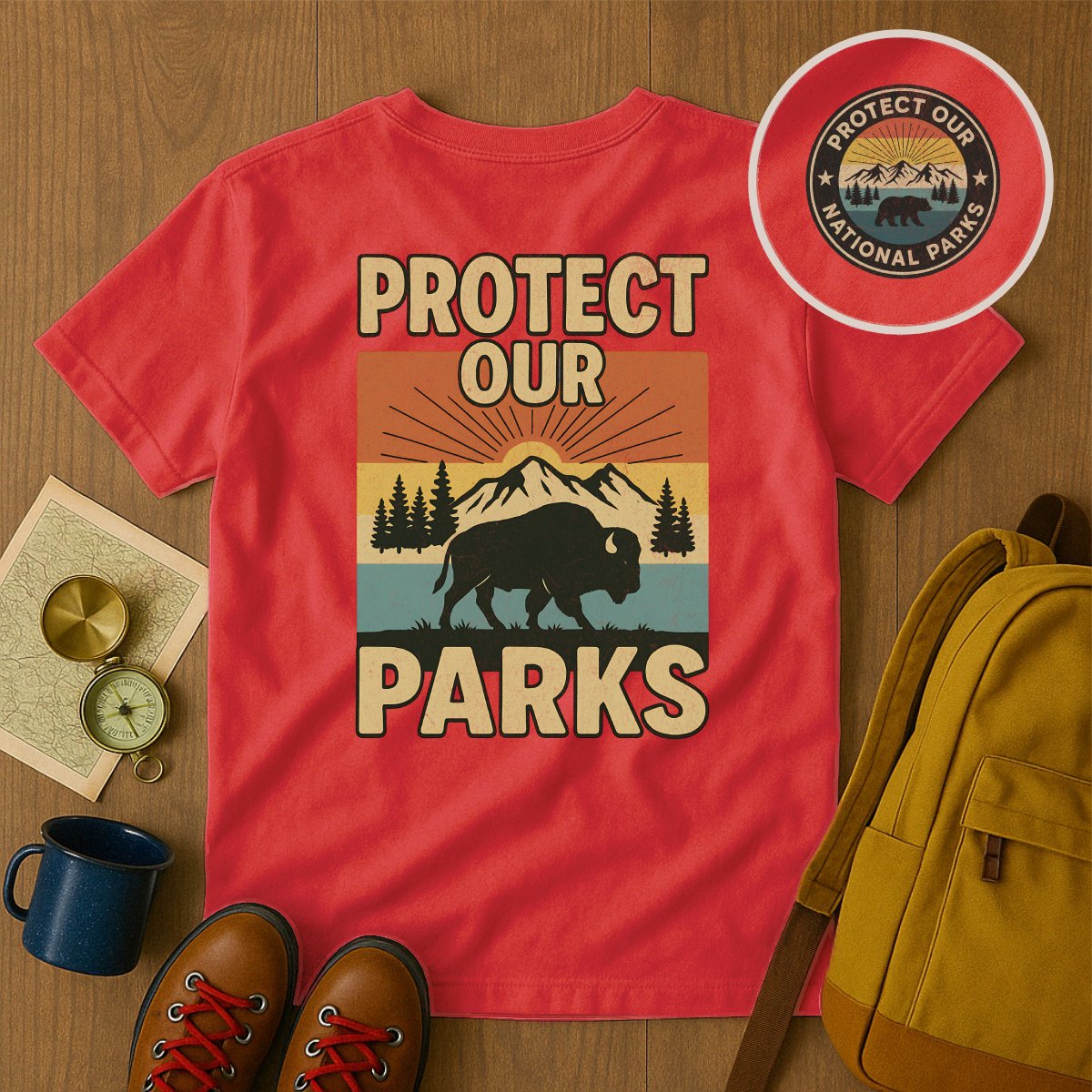 Protect Our Parks Graphic Red T-Shirt Clothing Product