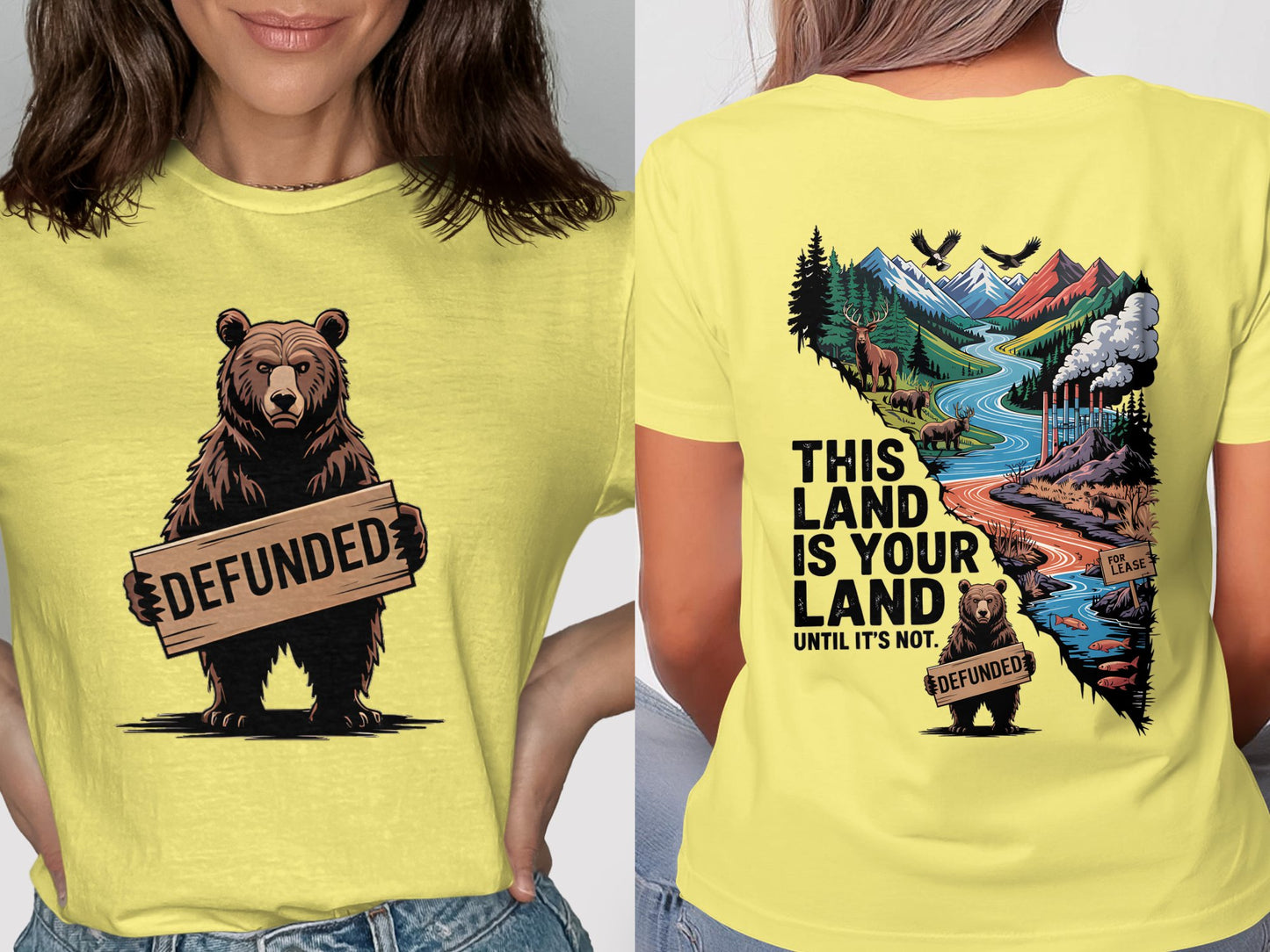 Defunded Bear Graphic Tee Statement Product