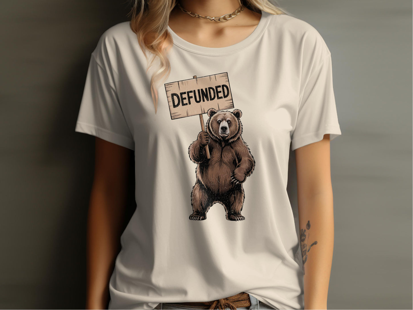 Defunded Bear Graphic Tee Statement Fashion product