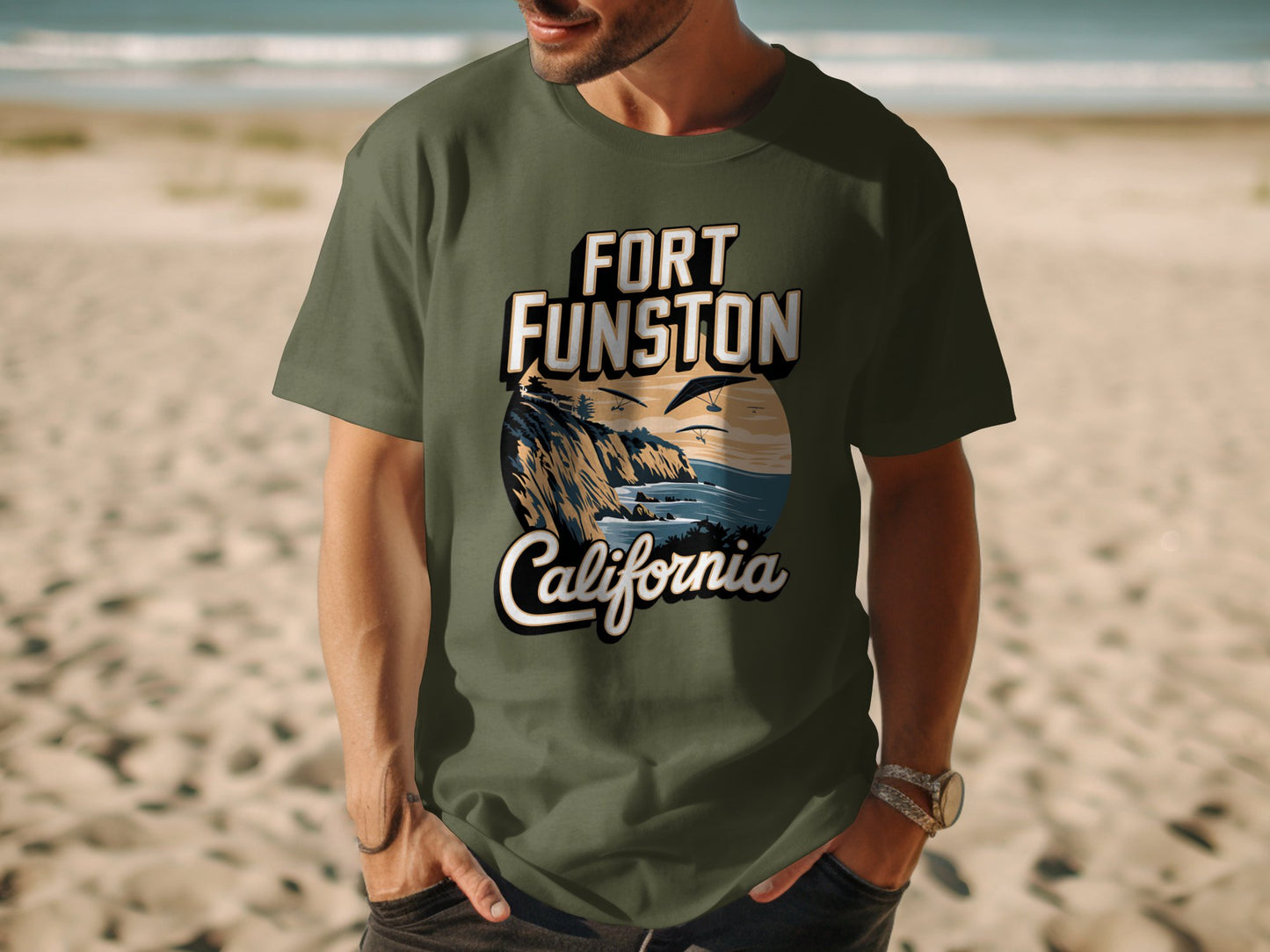 Fort Funston California graphic design t-shirt product