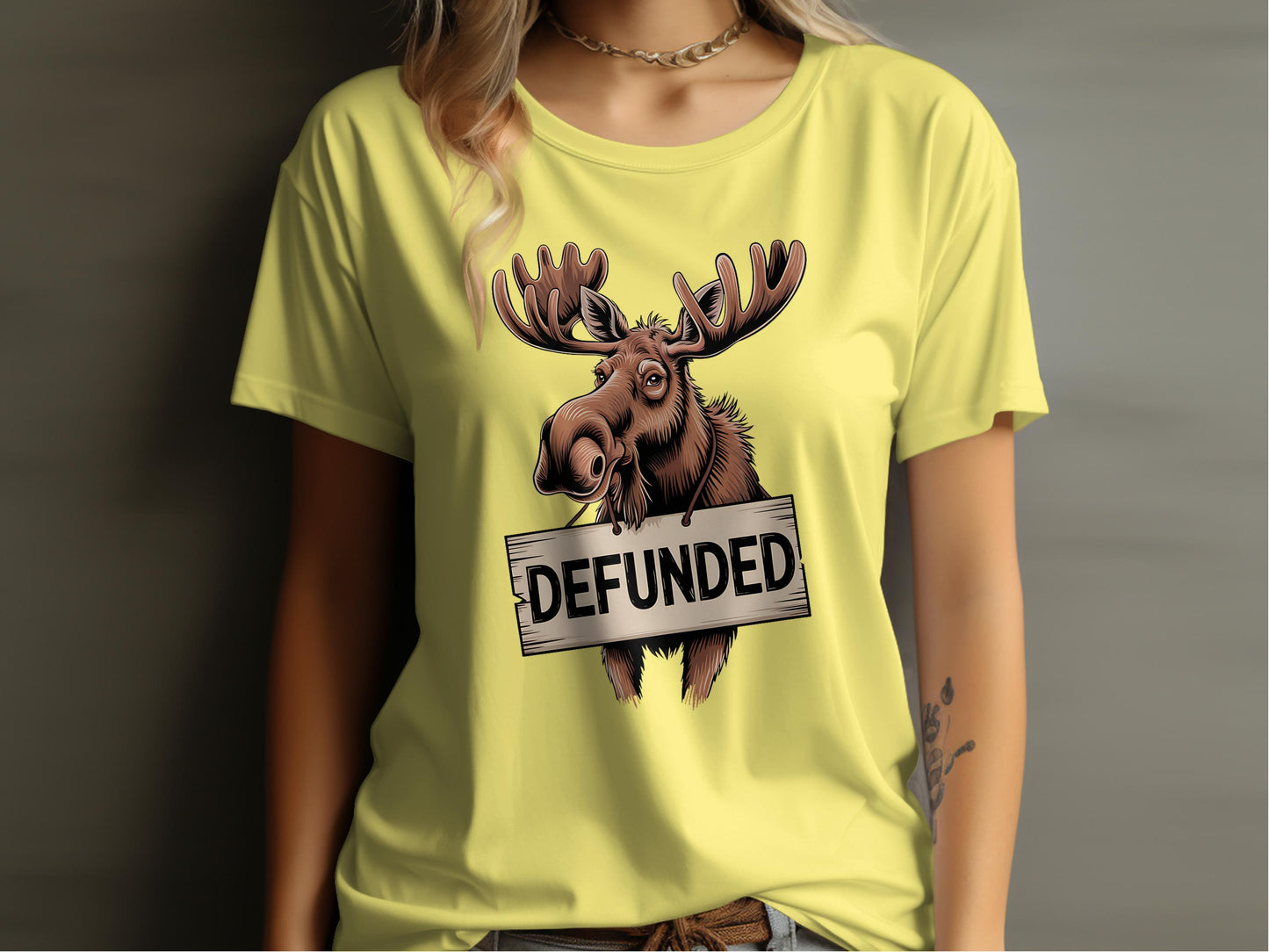 Humorous Moose Defunded Graphic Design T-shirt product type