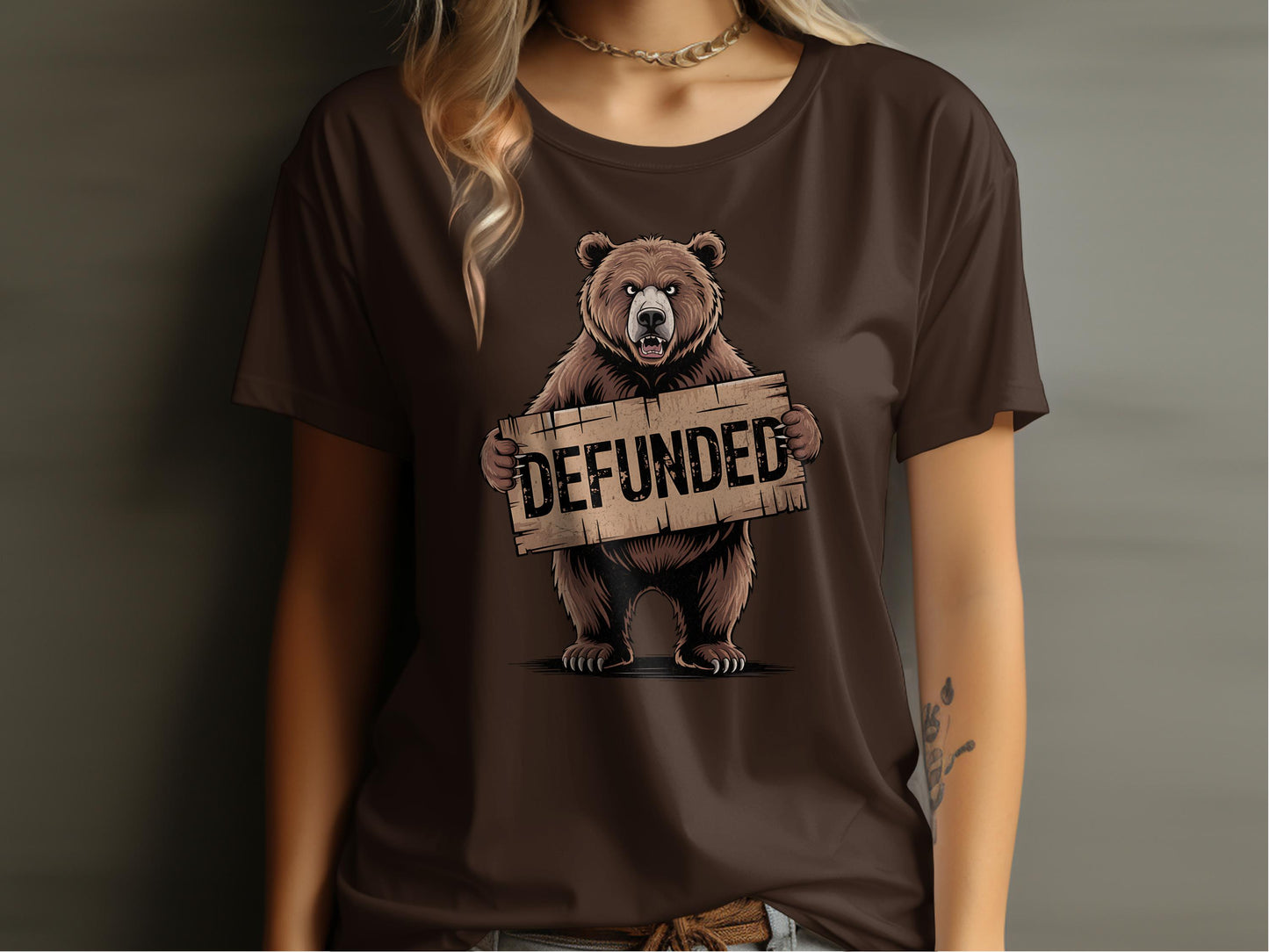 Defunded Bear Graphic Design Statement T-shirt product type
