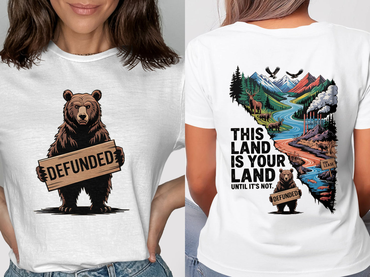 Defunded Bear Graphic Political Statement Shirt product