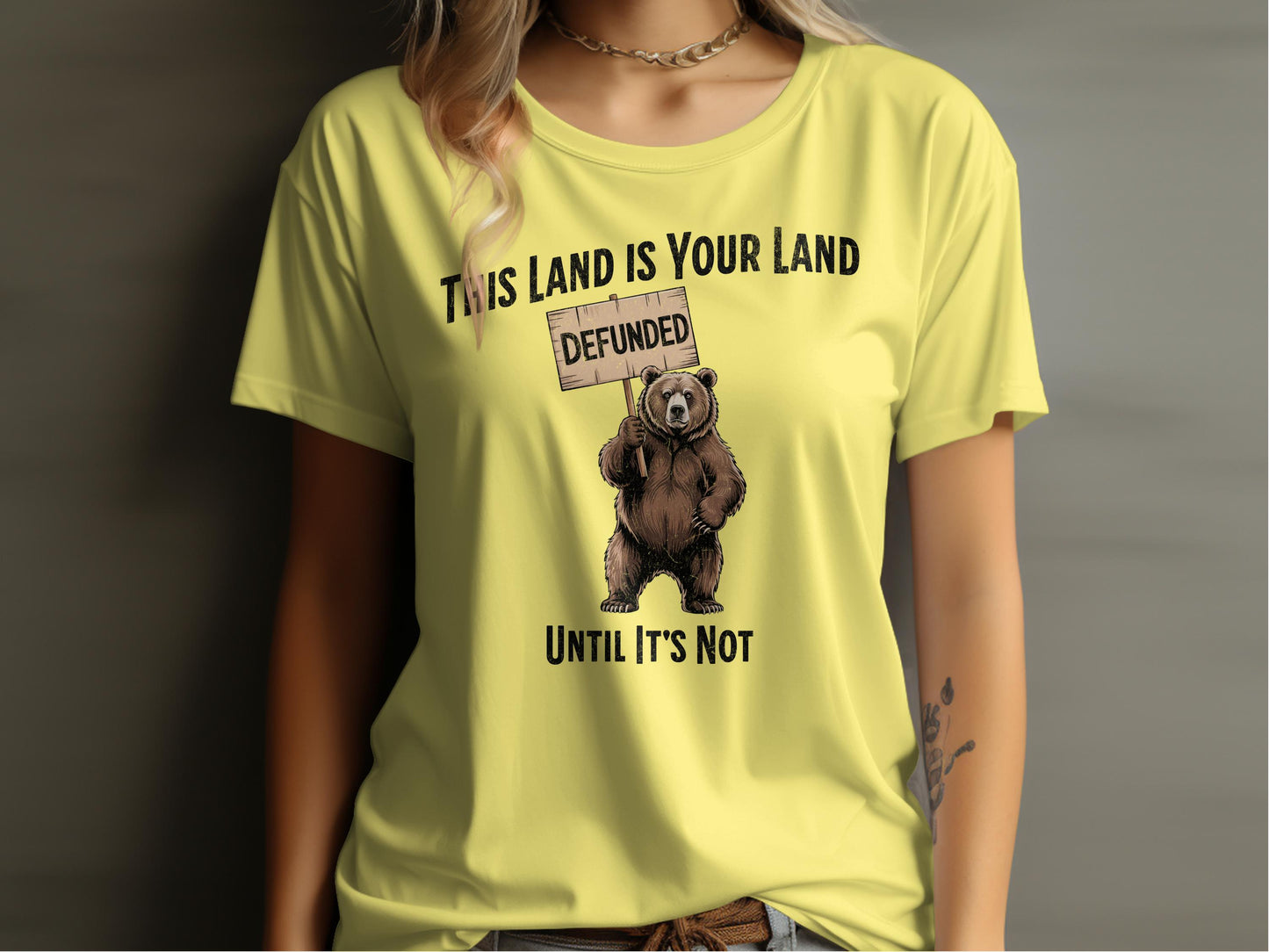 This Land Is Your Land Defund Bear Graphic T-shirt product
