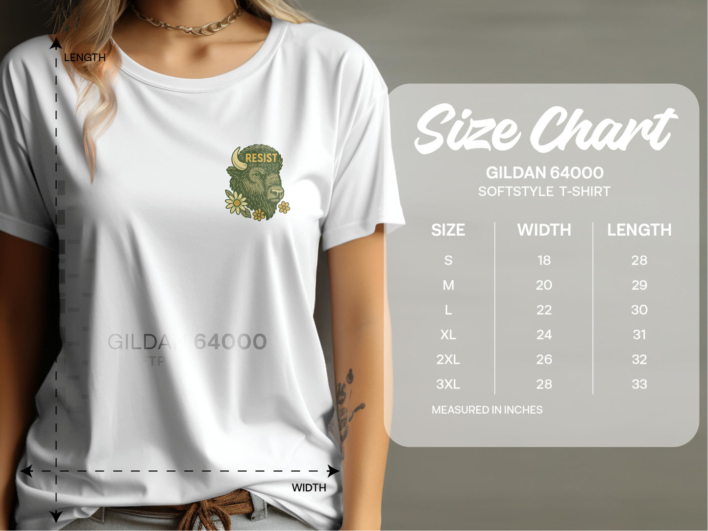 Resist Floral Design Graphic Tee Gildan 64000 T-Shirt product