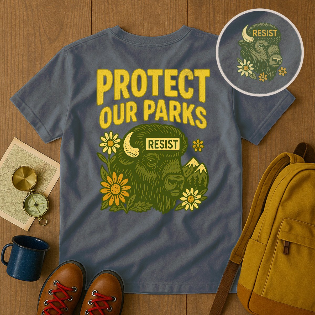 Protect Our Parks Resist Bison T-Shirt product type