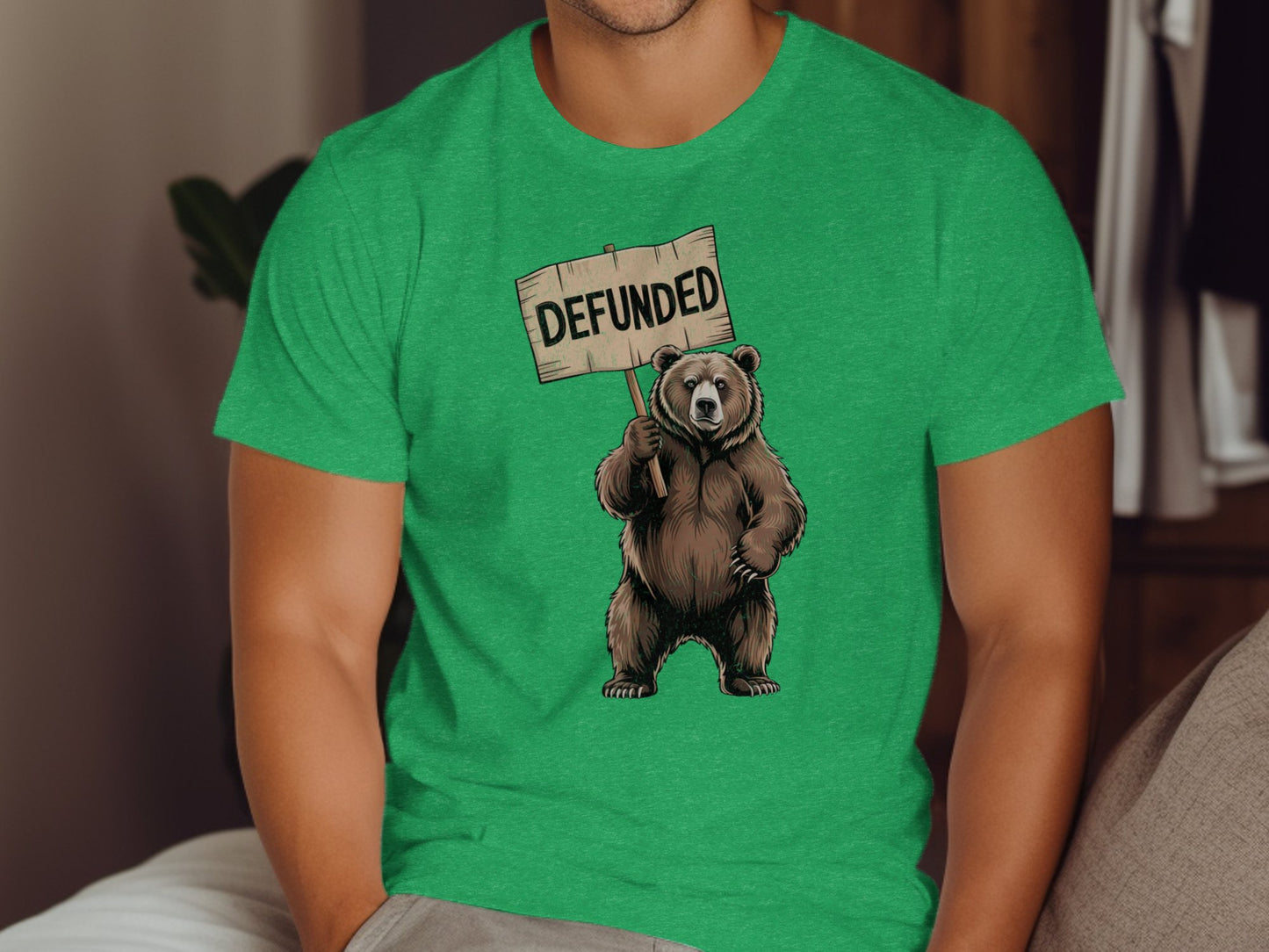 Green T-shirt with Defunded Bear Design product