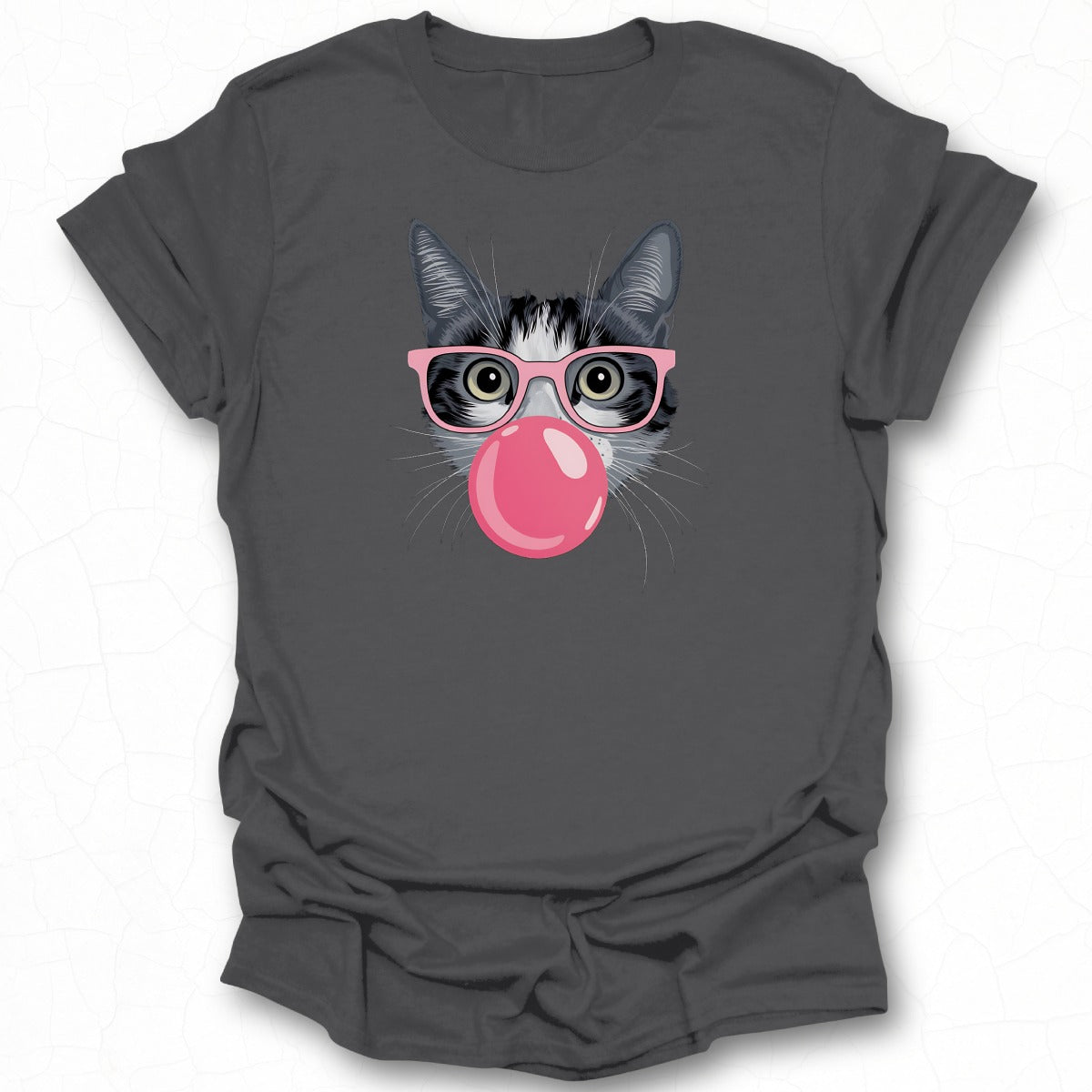 Cute Cat with Glasses and Bubblegum T-Shirt