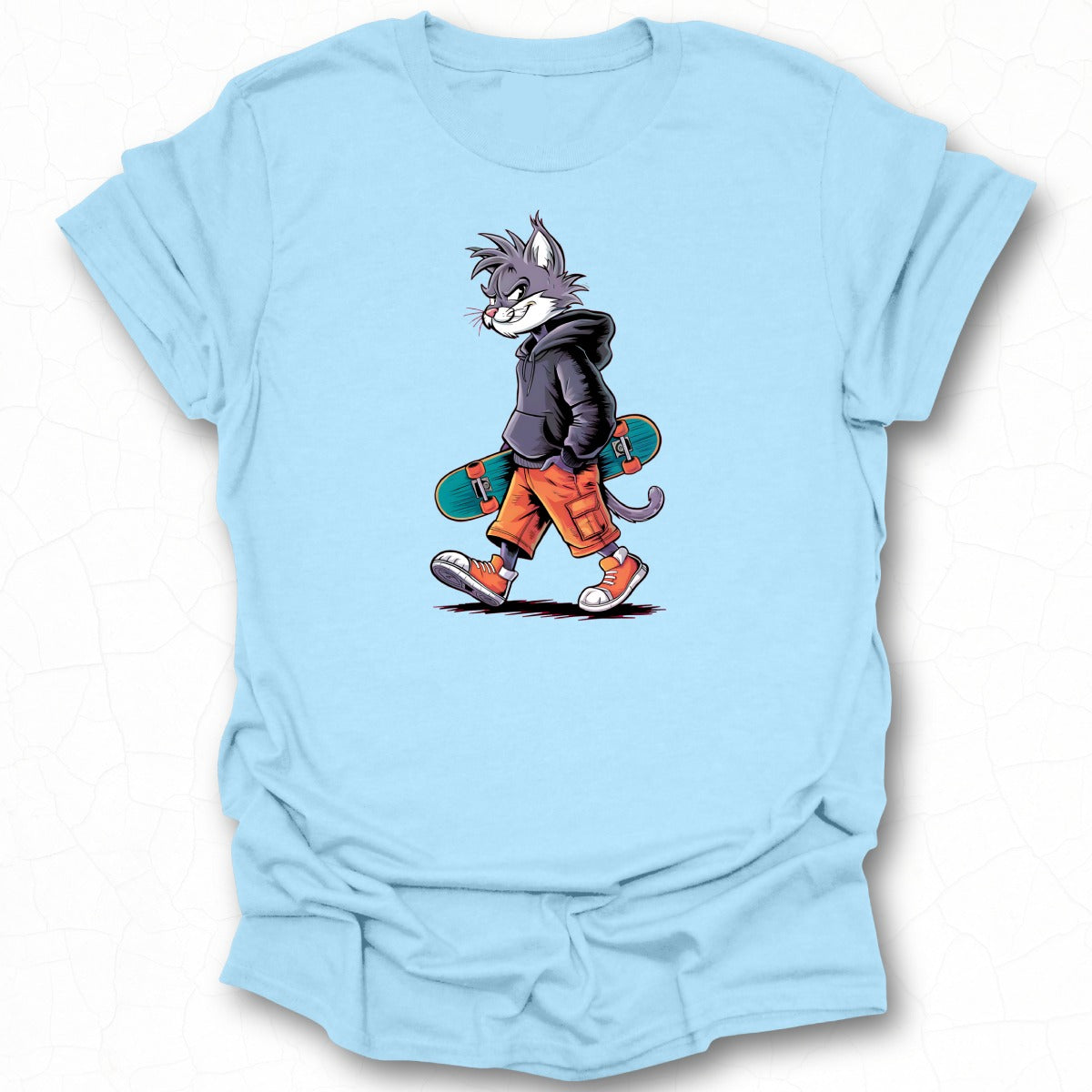 Cool Cat Skateboarder Graphic T-Shirt