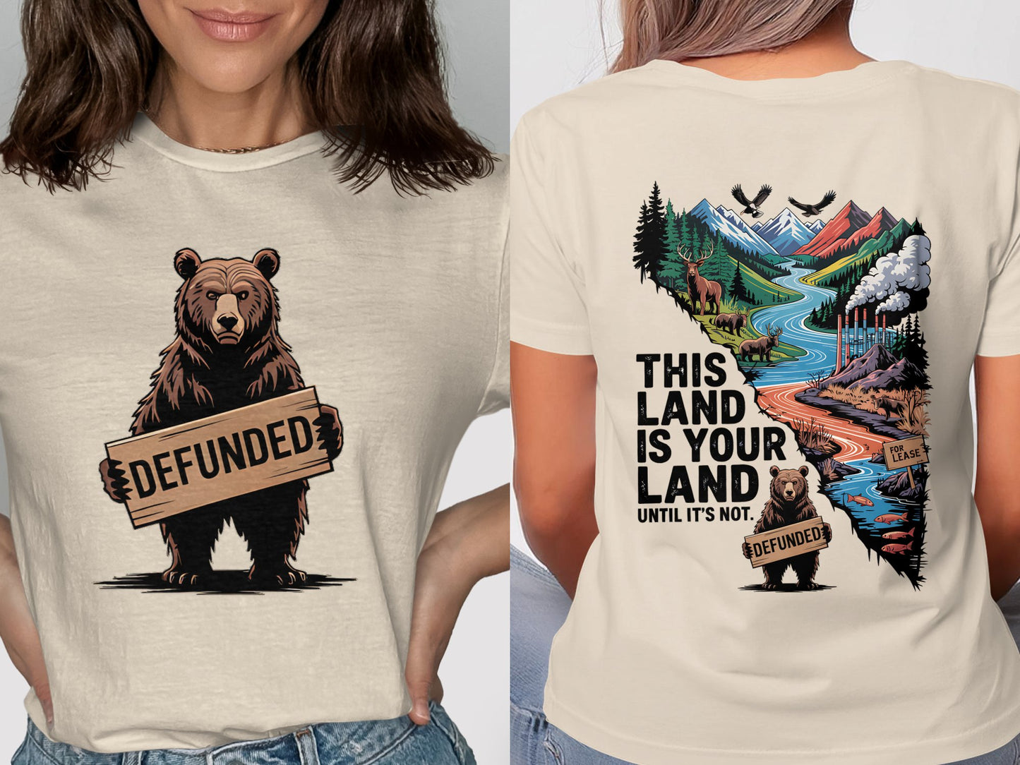 Defunded Bear Graphic T-Shirt Creative Art Apparel product