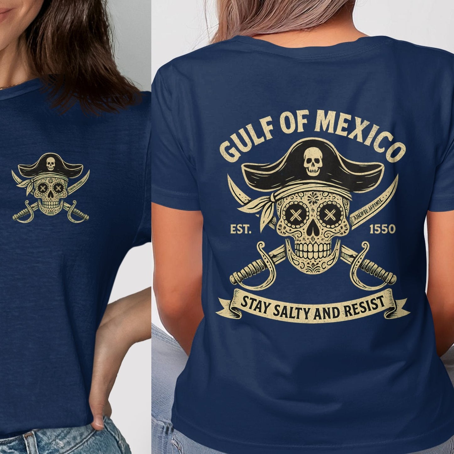 Gulf of Mexico Stay Salty and Resist pirate t-shirt