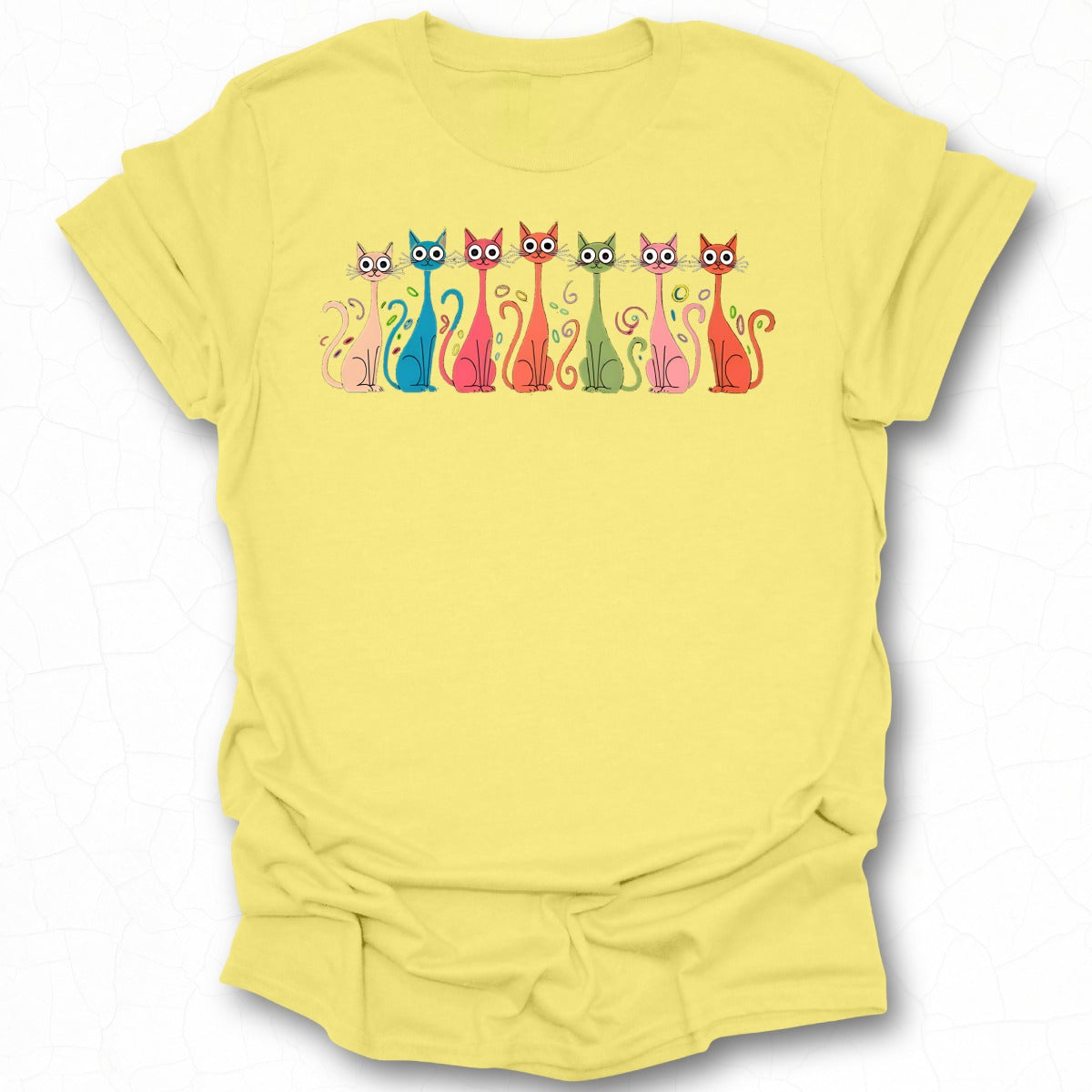 Colorful Cat Design with Six Curly Tails T-Shirt
