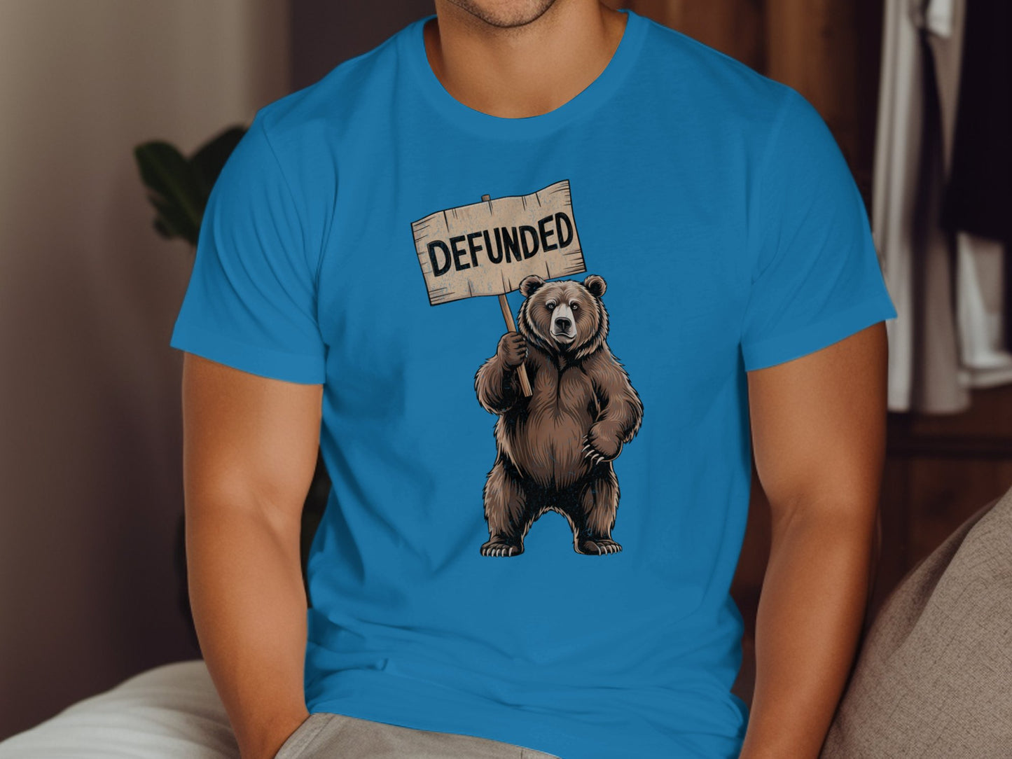 Defunded Bear Graphic T-shirt Unique Apparel Product