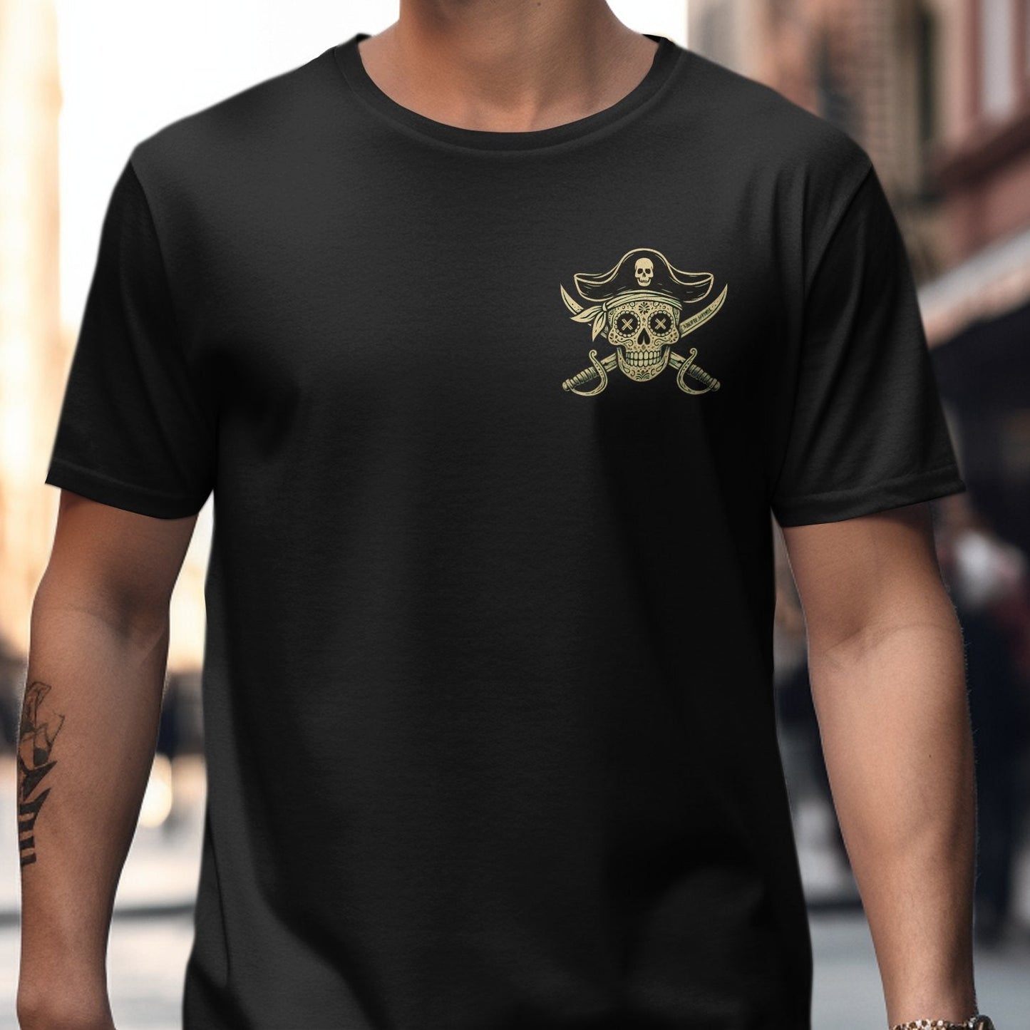 Unique Pirate Skull with Crossed Swords T-shirt product