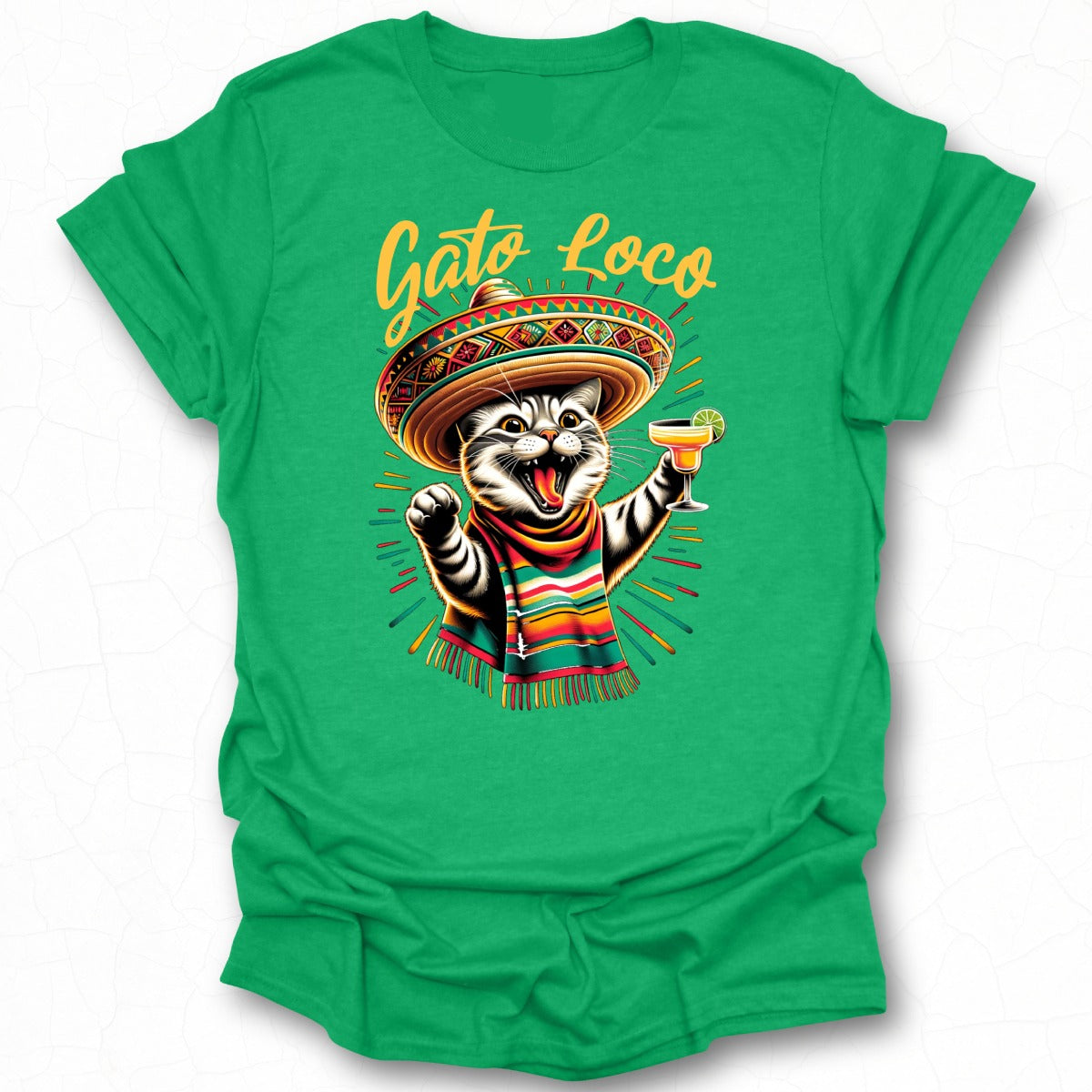 Gato Loco Cat in Sombrero with Drink T-Shirt