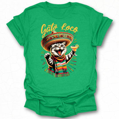 Gato Loco Cat in Sombrero with Drink T-Shirt
