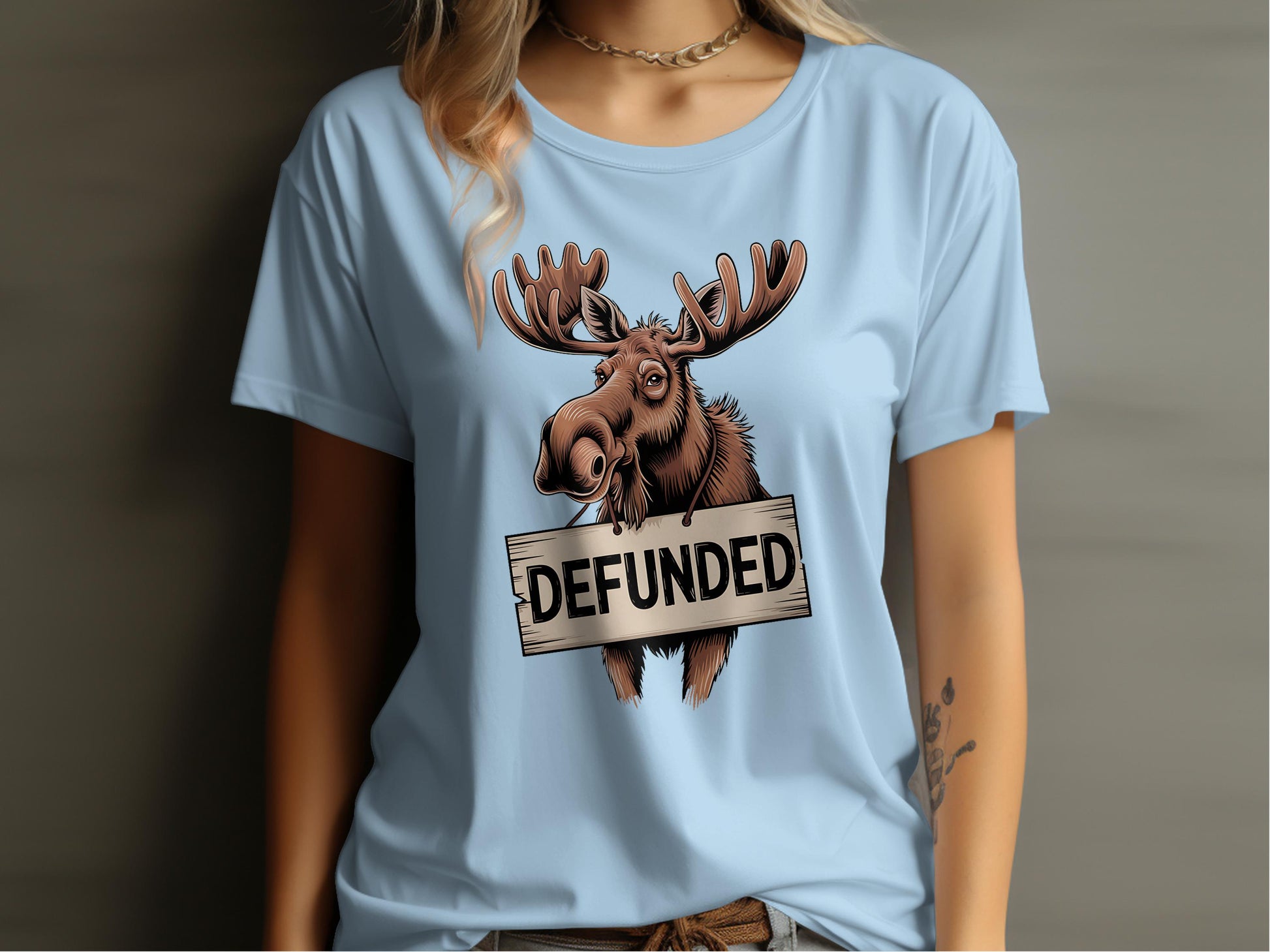 Moose Defunded Graphic Printed Casual T-Shirt product