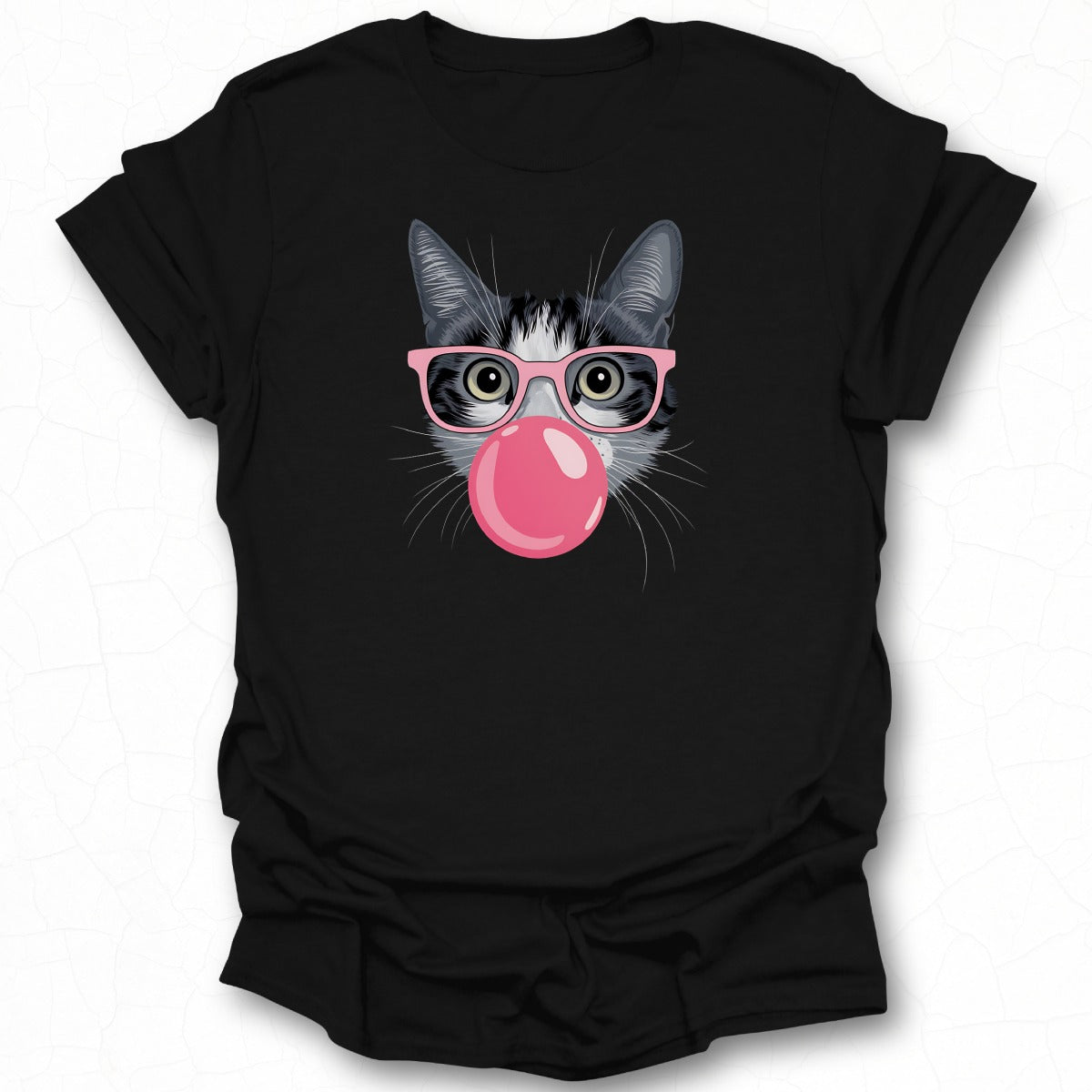 Quirky Cat With Bubblegum Design T-Shirt