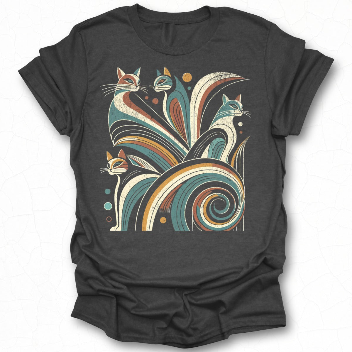 Retro Abstract Cats Graphic Design T-Shirt