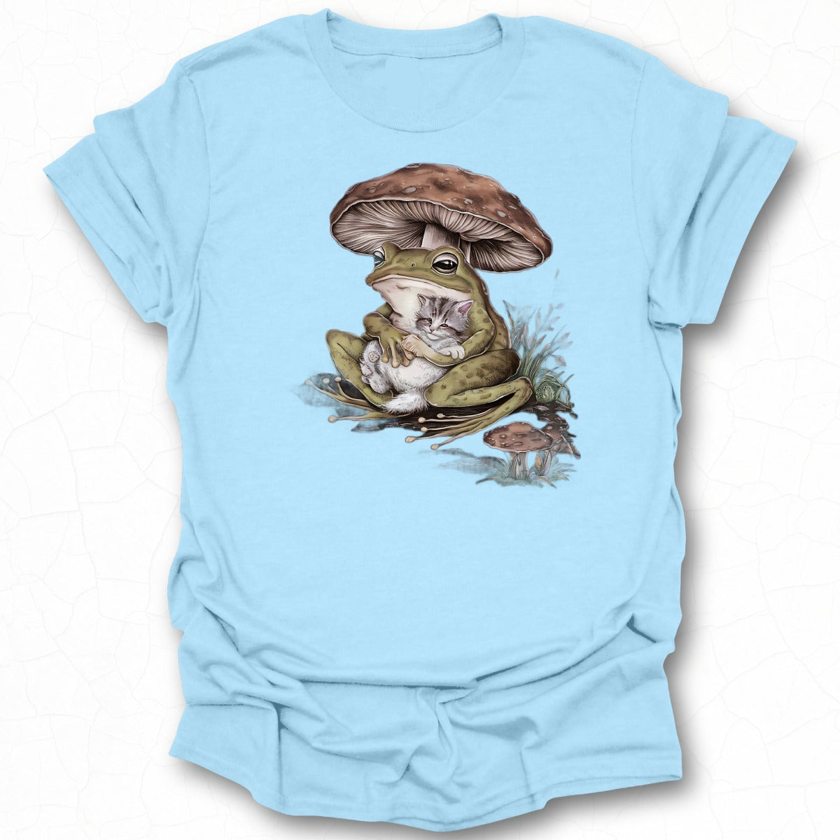 Frog Hugging Cat Under Mushroom T-shirt