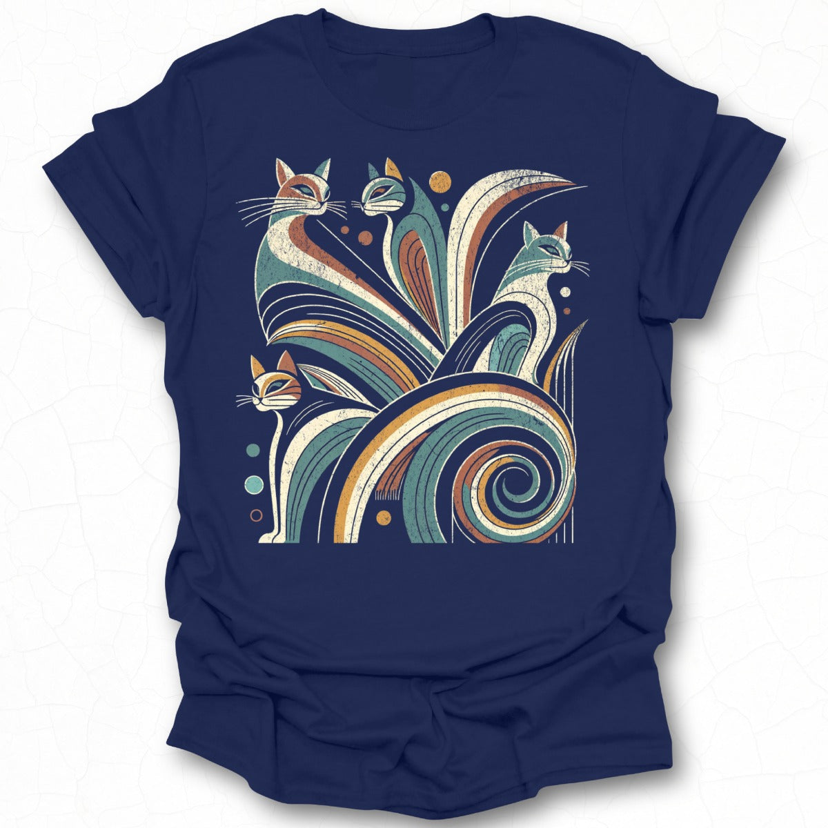 Whimsical Four Cats Graphic Tee Shirt for Cat Lovers