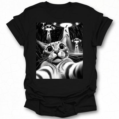 Alien Encounter with Curious Cat T-Shirt
