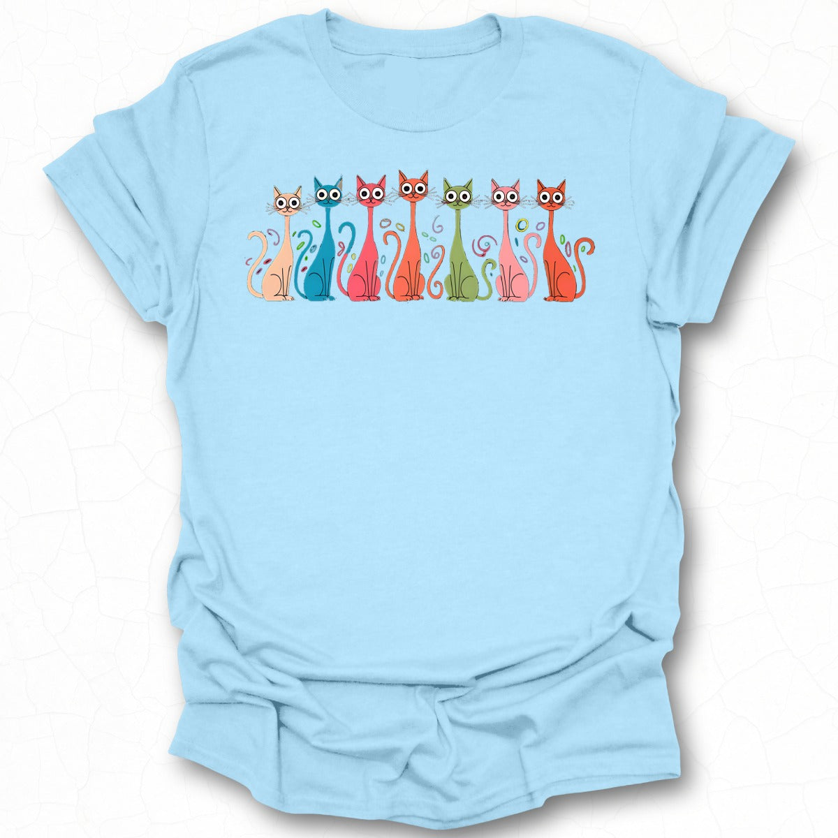 Colorful Cute Cats Design T-Shirt for Cat Lovers