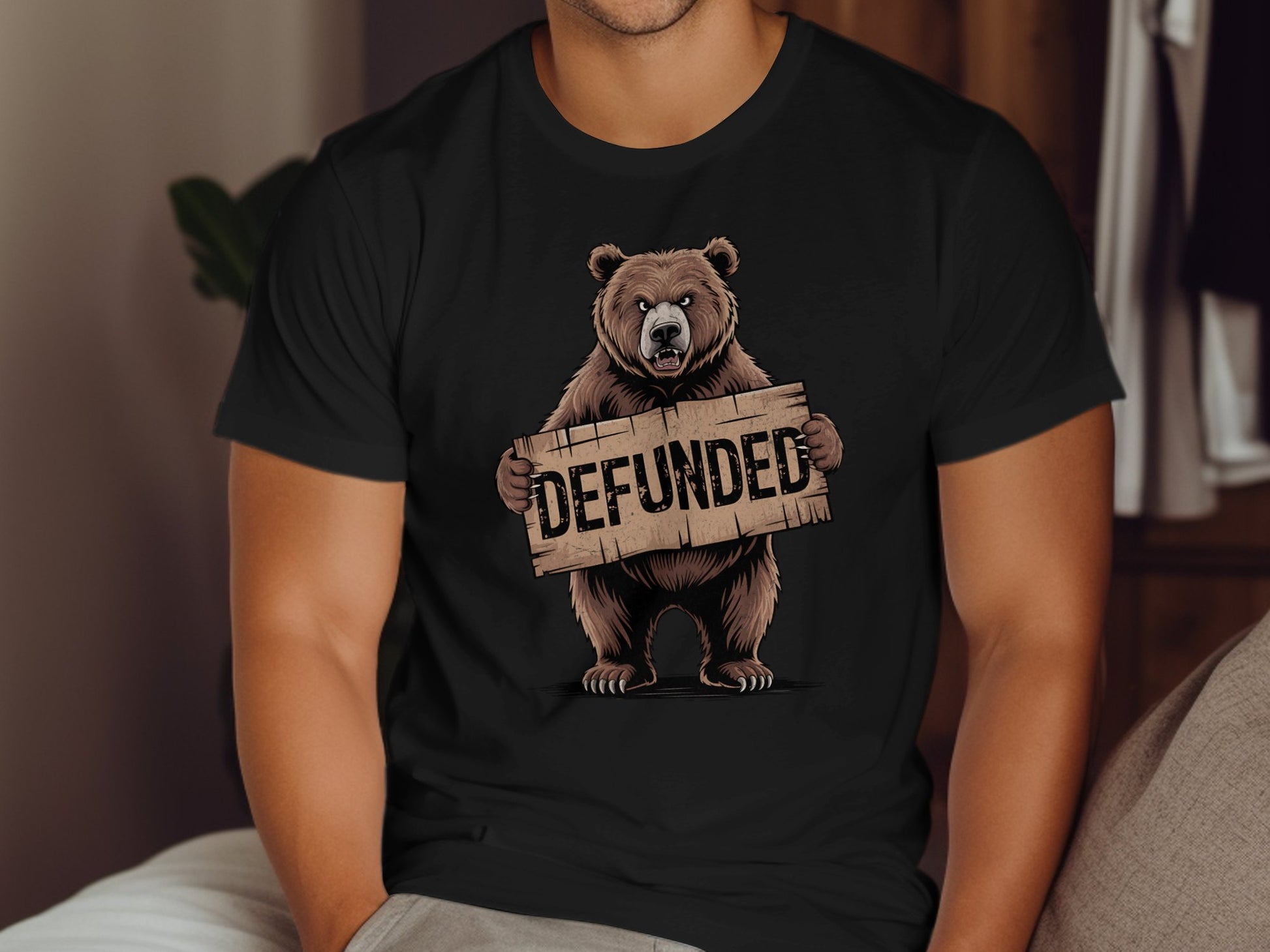 Defunded Bear Graphic Tee Unique Statement Shirt product type