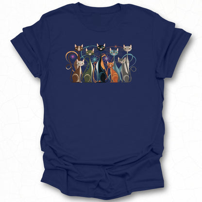 Colorful Cartoon Cats Graphic Design Shirt