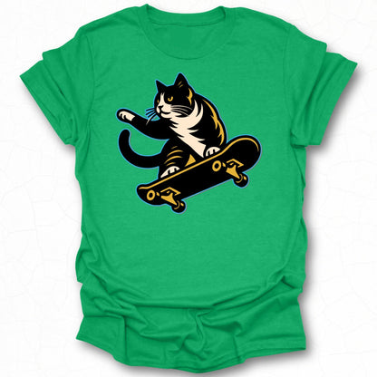 Skateboarding Cat Graphic T-Shirt for Casual Style