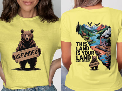 Defunded Bear Graphic Tee Statement Product