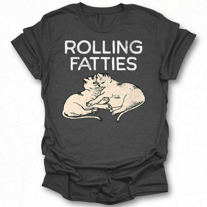 Rolling Fatties Cartoon Cats Graphic Tee Shirt