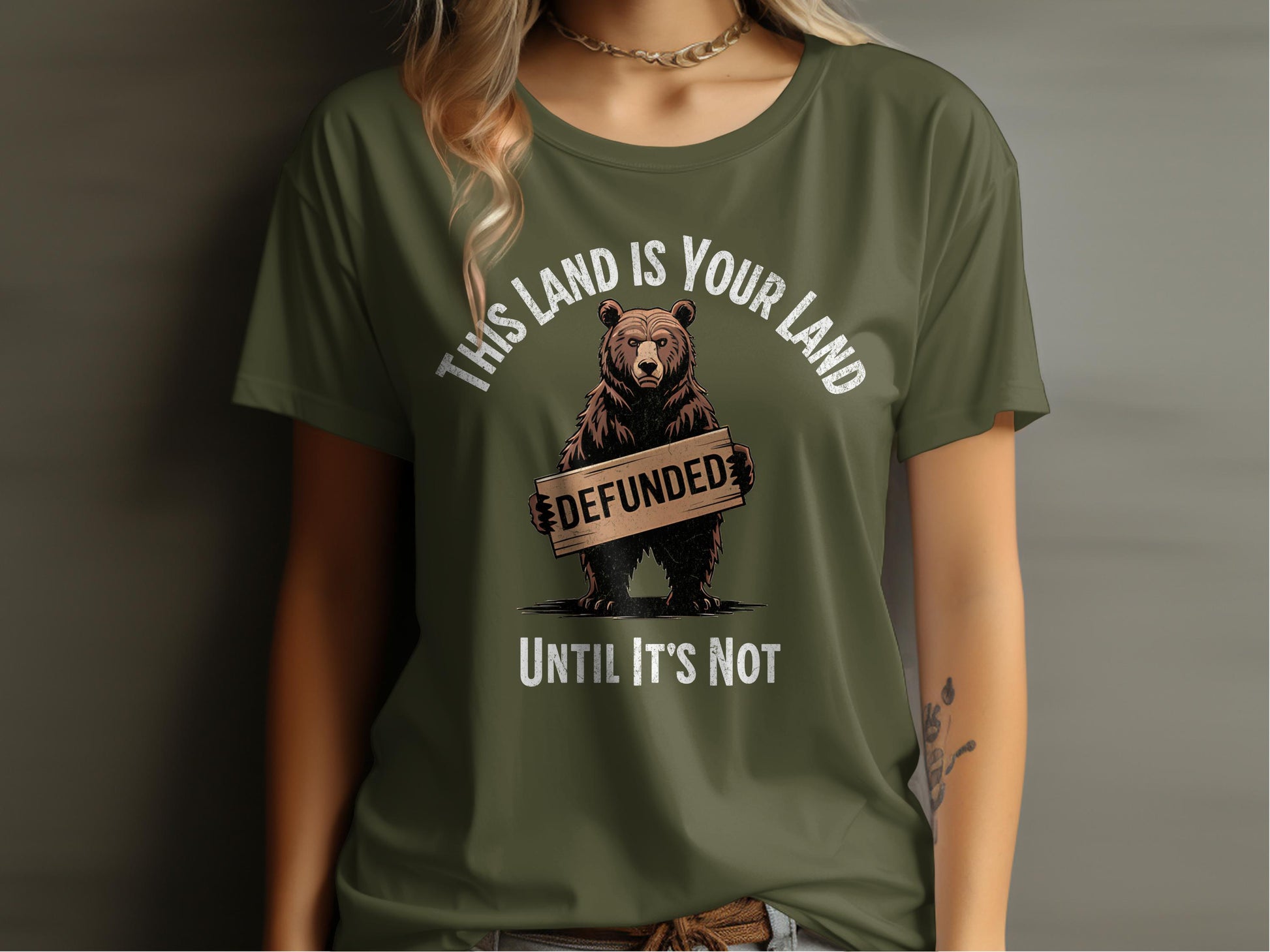 This Land Is Your Land Bear Defunded Graphic T-shirt