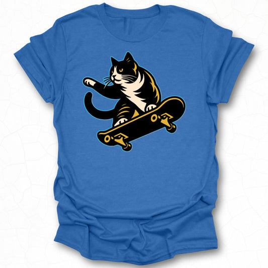 Skateboarding Cat Graphic Tee Perfect For Summer Shirt