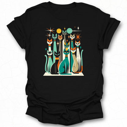 Vintage Space Cats Graphic Tee T-Shirt