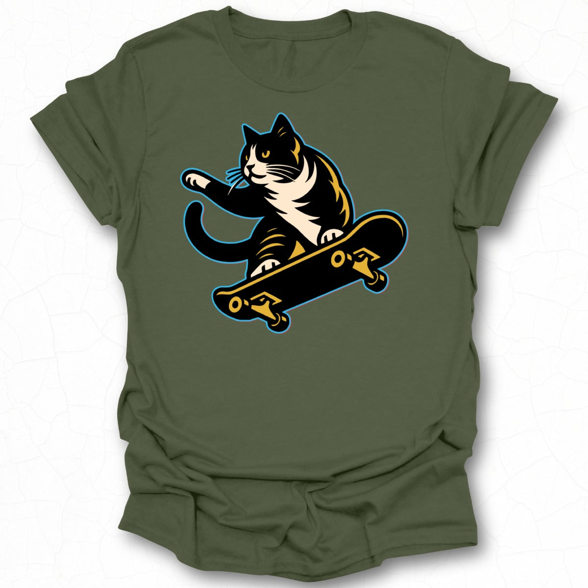 Cool Cat Skateboarding Graphic T-Shirt