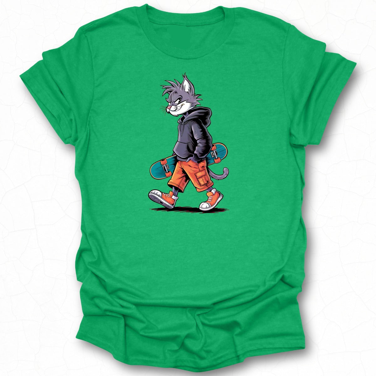 Cool Cartoon Cat with Skateboard T-shirt