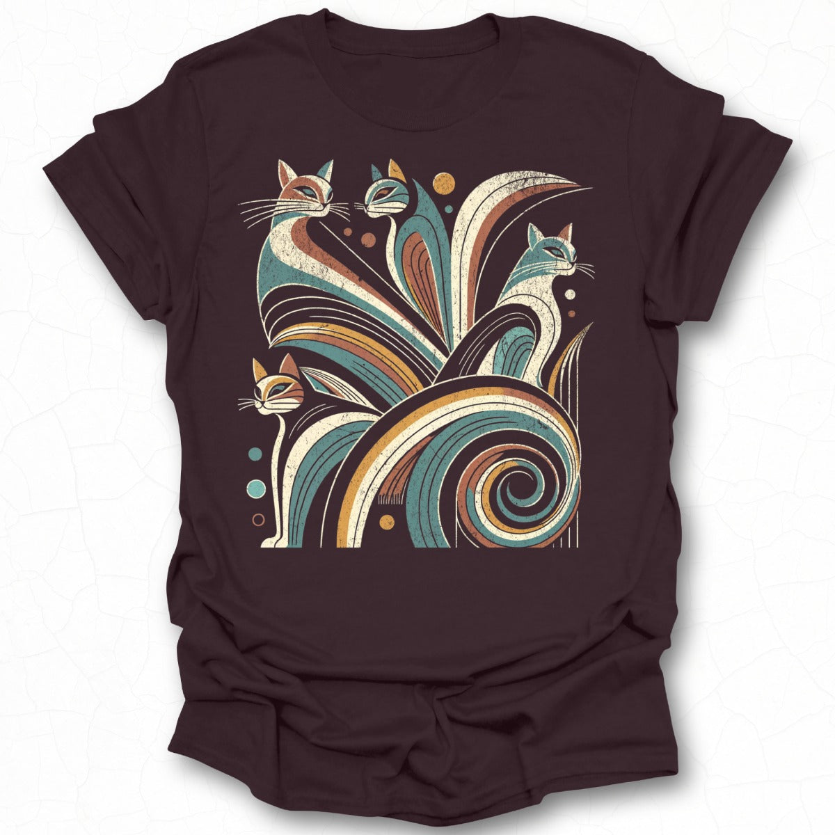 Four Whimsical Cats Retro Art T-shirt product