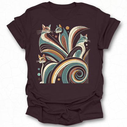 Four Whimsical Cats Retro Art T-shirt product
