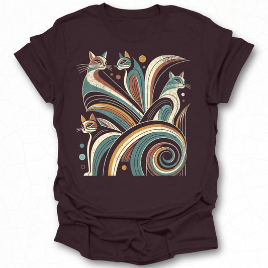 Four Whimsical Cats Retro Art T-shirt product