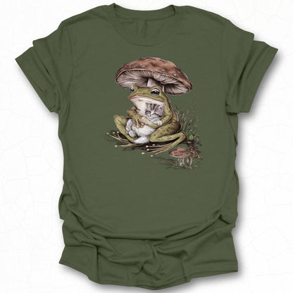 Adorable Frog with Mushroom Graphic T-Shirt