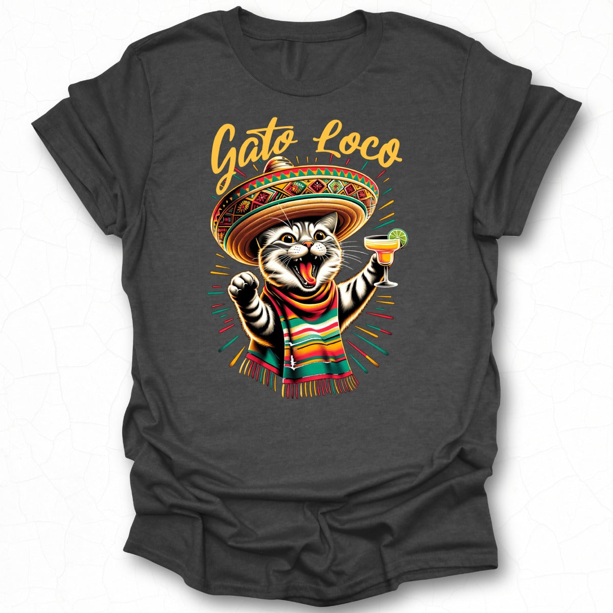 Gato Loco Cat with Sombrero Graphic Print Shirt