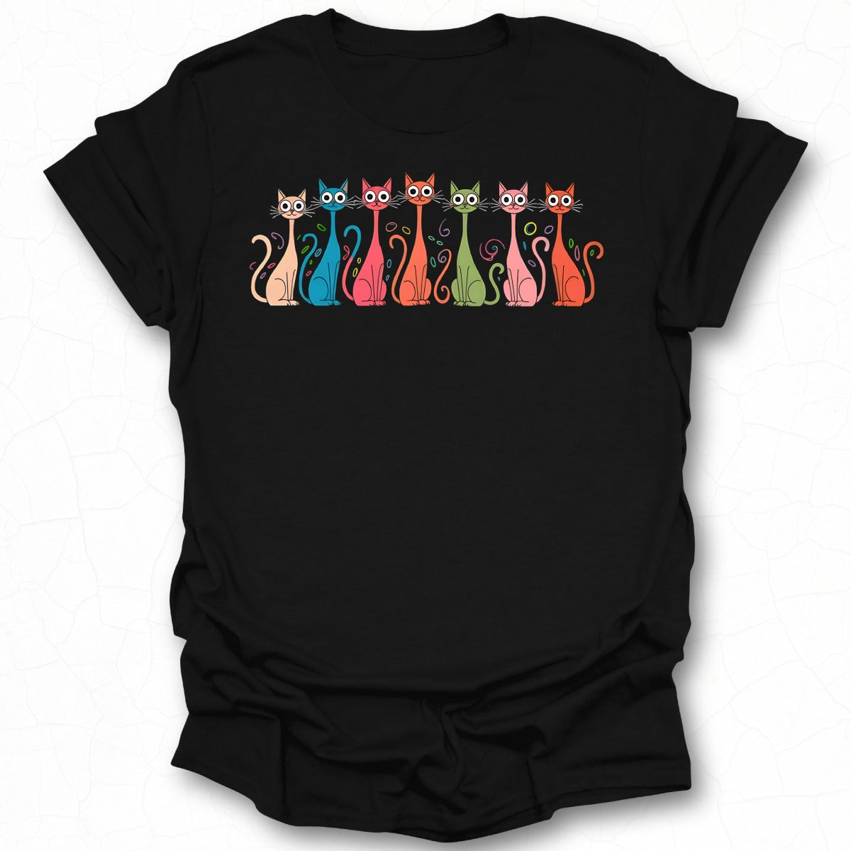 Colorful Abstract Cat Design T-shirt for Animal Lovers