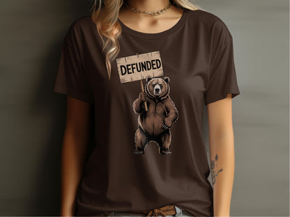 Defunded Bear Holding Sign Graphic Tee product
